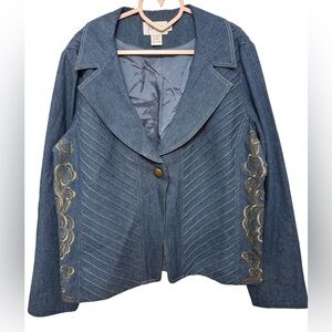 VINTAGE JSONG EMBROIDERED DENIM BLAZER